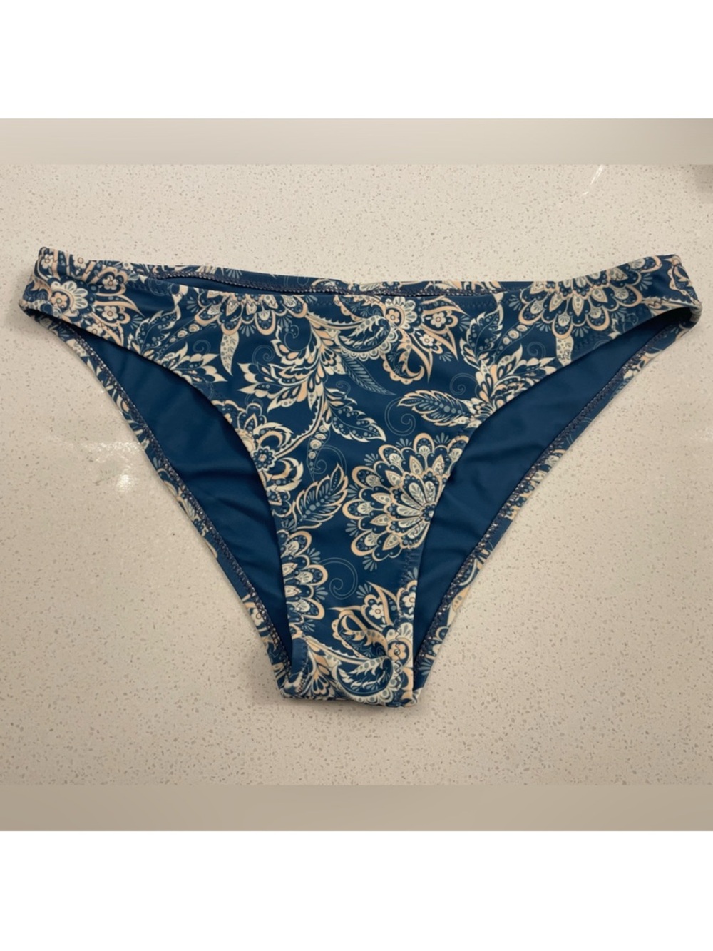 Never Worn! Cupshe Blue White & Peach Floral Hipster Bikini Bottom
